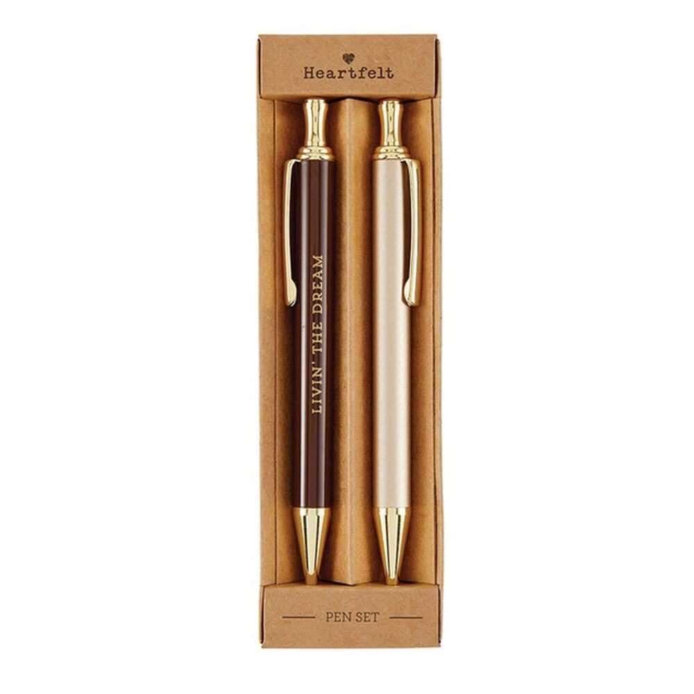 Elegant Medium Point Ballpoint Pen Set w/ message Livin' the Dream Black Ink